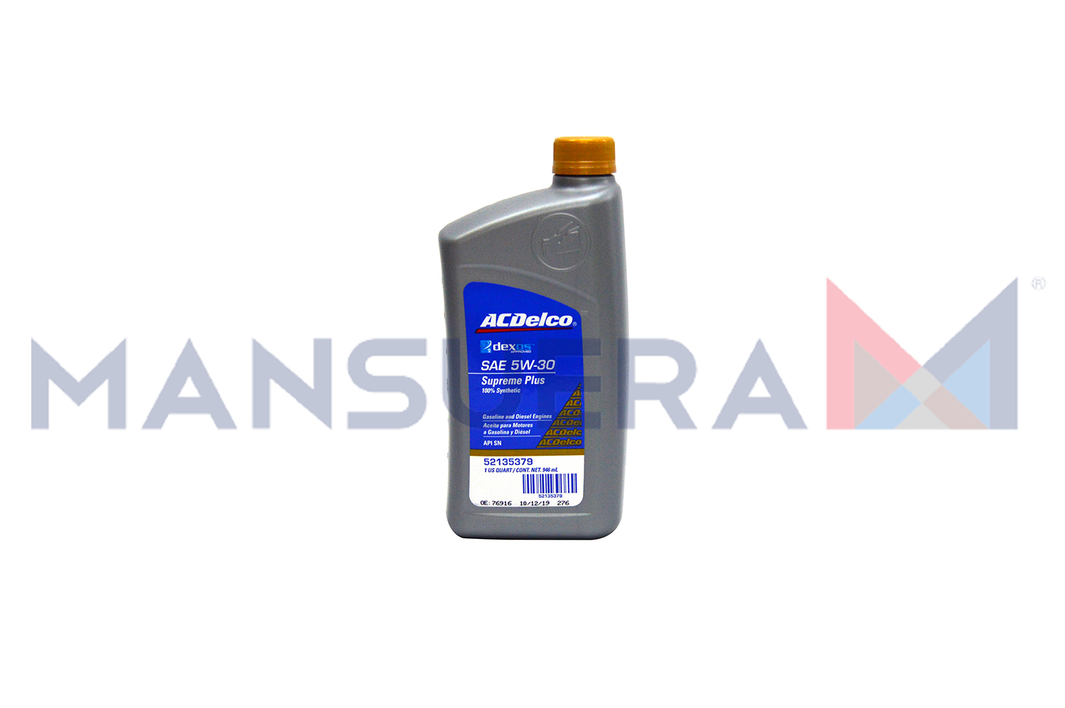 Aceite Para Motor 5w30 Acdelco Sintético Dexos Gen 2 Gasolina De 5